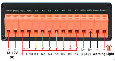 Black PAWS unit, ORANGE POSITIVE terminal block wiring legend, 8Wired