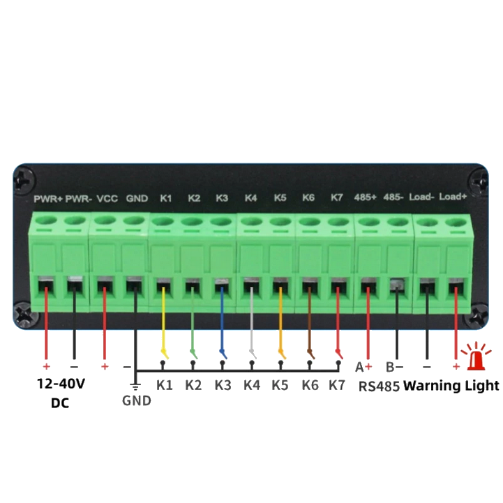 Black PAWS unit, terminal block wiring legend, 8Wired