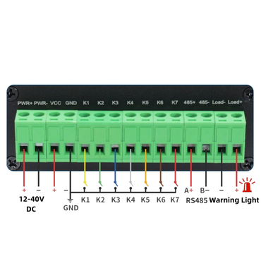 Black PAWS unit, terminal block wiring legend, 8Wired