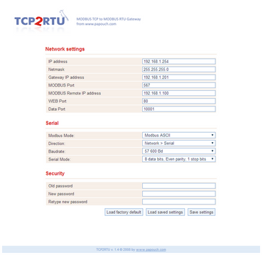 TCP2RTU ModBus TCP to RTU Gateway - ASCII Converter RS485