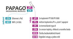 1 humidity and temperature sensor thermometer on PoE capable networked Ethernet monitoring unit, dual sensor ports, with email alerts, web interface (model: Papago-2TH-Eth-1THD)