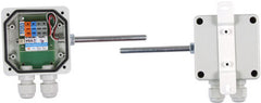 TQS3-O Outdoor RS485 Thermometer open view and rear with bracket