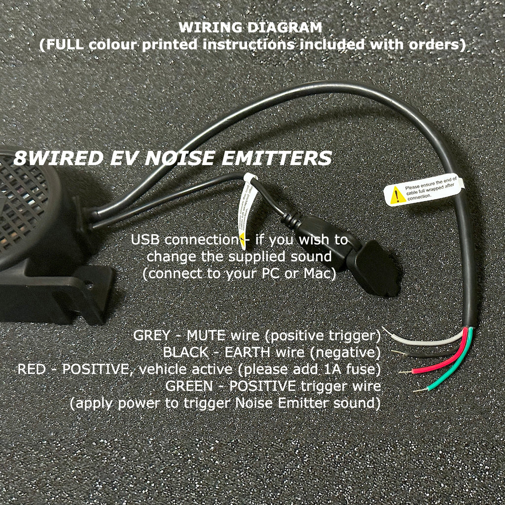 8Wired EV Noise Emitter wiring diagram 4 wires, photo of EV Noise maker including USB port