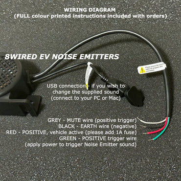 8Wired EV Noise Emitter wiring diagram 4 wires, photo of EV Noise maker including USB port