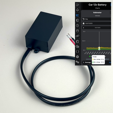 12v Wi-Fi Internet Enabled Voltmeter with smartphone app, graphing battery voltage.