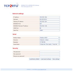 TCP2RTU ModBus TCP to RTU Gateway - ASCII Converter RS485