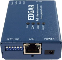 EGDAR POE Ethernet Serial Converter device, Ethernet connection dip-switch end profile. Available from 8wired.com.au