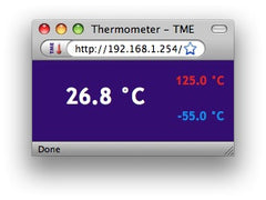 TME Ethernet Thermometer web interface - decimal view, from 8wired.com.au